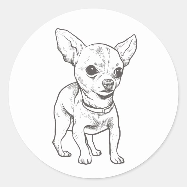 Niedliche Chihuahua Mama Welpe Hund Vater Welpen C Runder Aufkleber (Vorderseite)