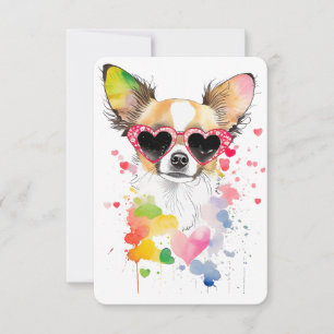 Niedliche Chihuahua mit Herzsonnenbrille Dankeskarte