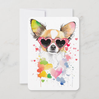 Niedliche Chihuahua mit Herzsonnenbrille Dankeskarte