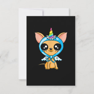 Niedliche Chihuahua Unicorn Welpen Kinder und Hund RSVP Karte