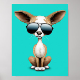 Niedliche Chihuahua-Welpenbrille Poster