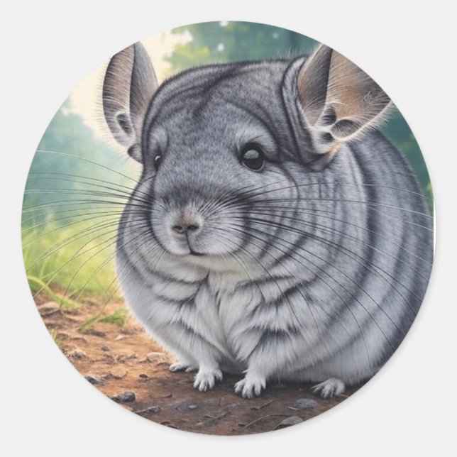 Niedliche Chinchilla-Sticker Runder Aufkleber (Vorderseite)