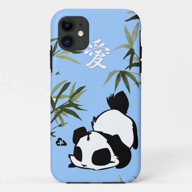 Niedliche chinesische "Liebe"Panda mit Bambus Case-Mate iPhone Hülle (Rückseite)
