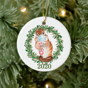 Niedliche Chipmunk-Verschleißmaske 2020 Keramik Ornament