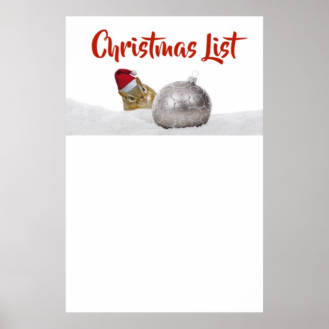 Niedliche Chipmunk-Weihnachtsliste Poster (Vorne)