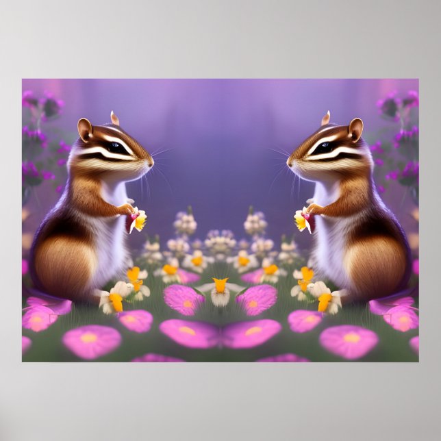 Niedliche Chipsätze in Blume Poster (Vorne)