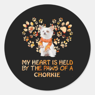 Niedliche Chorkie Herz Erntedank Herbst Hund Lover Runder Aufkleber