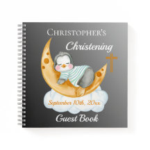 Niedliche Christening Baby Pinguin und Mond