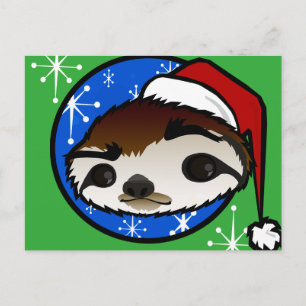 NIEDLICHE CHRISTMAS HOLIDAY SLOTH POSTCARD FEIERTAGSPOSTKARTE