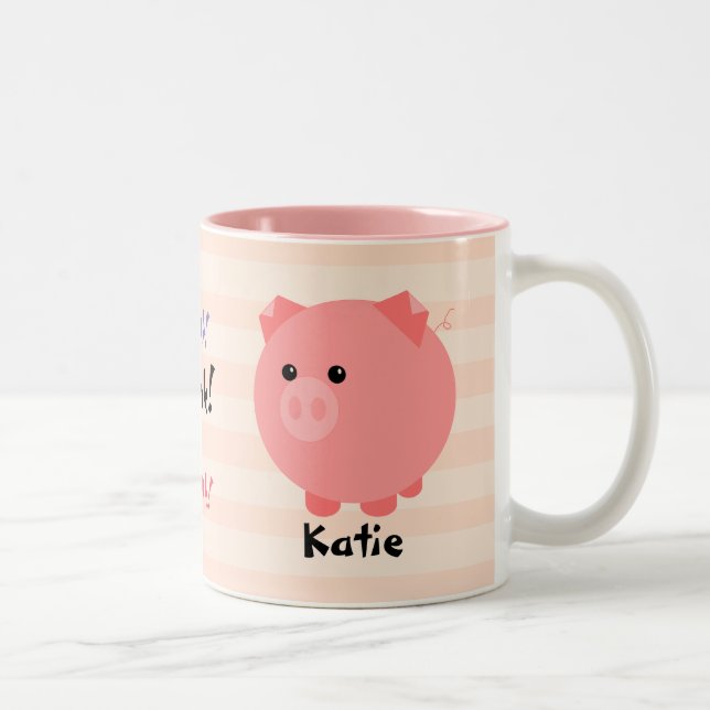 Niedliche Chubby Schwein-Tasse Zweifarbige Tasse (Rechts)