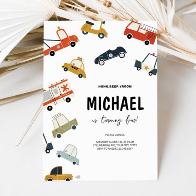 Niedliche City Cars Einladung zum Geburtstag (Von Creator hochgeladen)