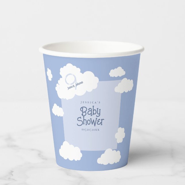 Niedliche Cloud 9 Neun Baby Dusche Whimsikisches P Pappbecher (Vorderseite)