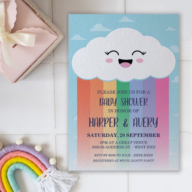 Niedliche Cloud and Rainbow Baby Dusche Einladung (Von Creator hochgeladen)