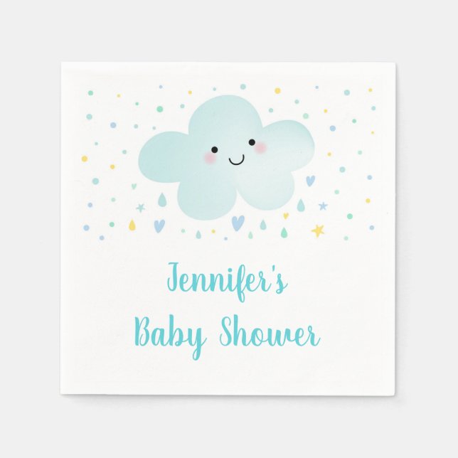 Niedliche Cloud Stars Blue Baby Sprinkle Serviette (Vorderseite)