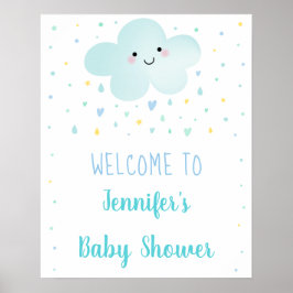 Niedliche Cloud Stars Blue Baby Sprinkle Willkomme Poster