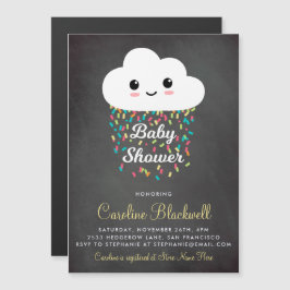 Niedliche Cloud und Confetti| Kopfkarton-Babydusch Magneteinladung