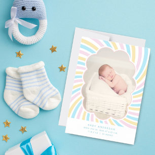 Niedliche Cloud Unisex Baby Foto Geburtsankündigun Magneteinladung