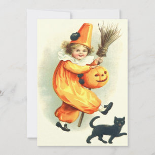 Niedliche Clown Black Cat Kürbislaterne