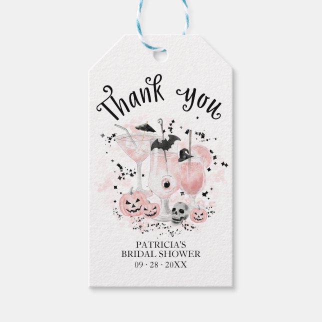 Niedliche Cocktails Halloween Brautparty Danke F Geschenkanhänger (Vorderseite)