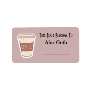 Niedliche Coffee Book Labels - Individuelle Name L Adressaufkleber