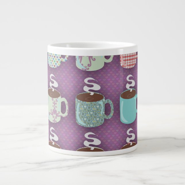 Niedliche Coffee Cups Illustriertes Fun Design Jumbo-Tasse (Vorderseite)