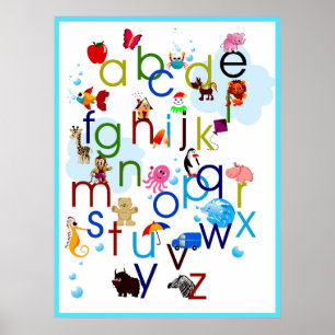 Niedliche Coloedul Cartoon Tiere Alphabet Poster