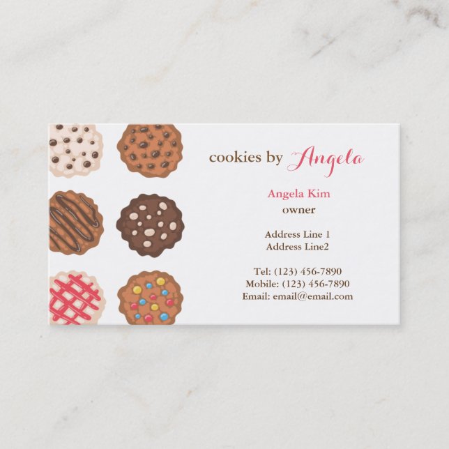 Niedliche Cookies Business Bakery Business Card Visitenkarte (Vorderseite)