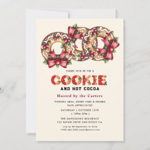 Niedliche Cookies und Einladung zur Kakaofeier