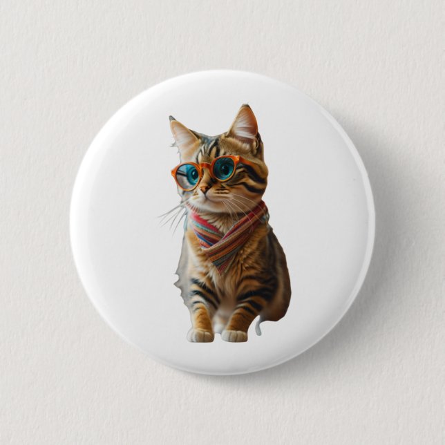 Niedliche Coole Katze Button (Vorderseite)