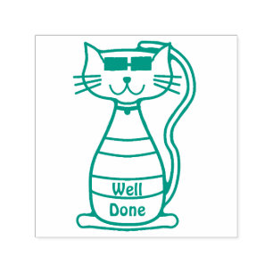 Niedliche coole Katze Gut Fertig Lehrer Briefmarke Permastempel