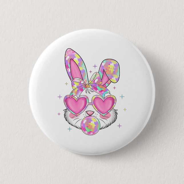 Niedliche Coquette Bow Ostertag Rabbit Bunny Oars  Button (Vorderseite)