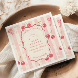 Niedliche Coquette Cherry auf Top Baby Dusche Serviette