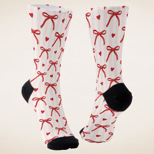 Niedliche Coquette Red Bows Romantische Liebe Herz Socken