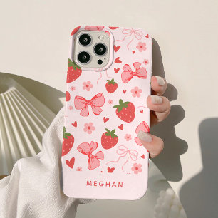 Niedliche Coquette Rosa Erdbeeren & Bogen nach Maß Case-Mate iPhone Hülle