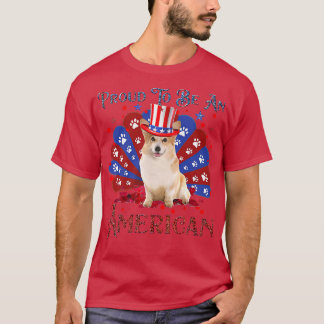Niedliche Corgi American Flag Viel Glück 4. Juli 4 T-Shirt