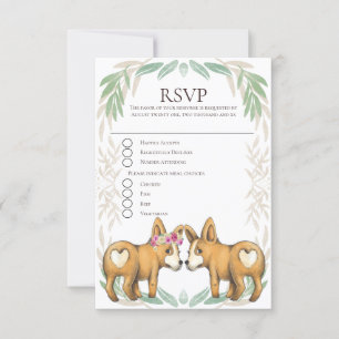 Niedliche Corgi Dog Brie and Groom Wedding RSVP Karte