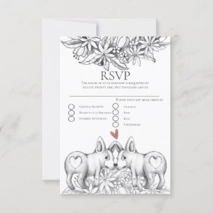 Niedliche Corgi Dogs Pencil Zeichnend Wedding RSVP Karte