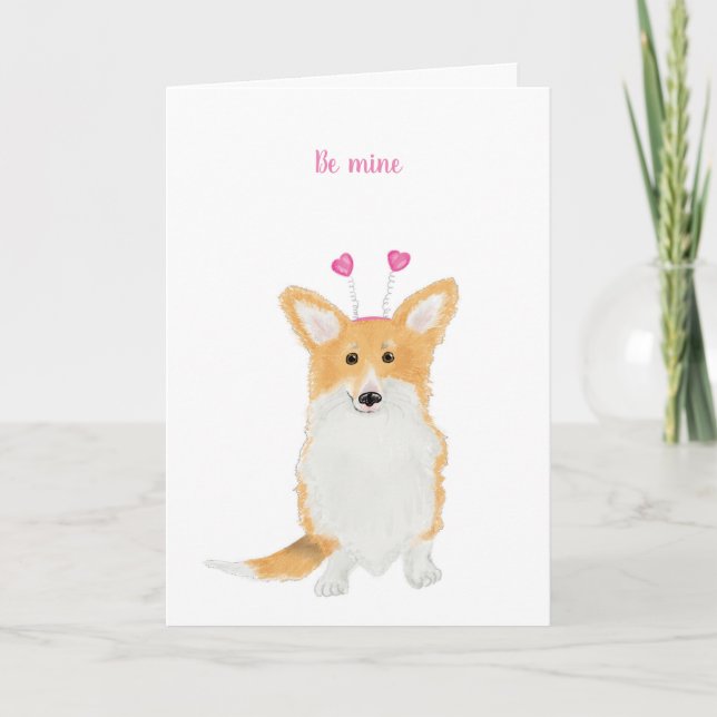 Niedliche Corgi-Karte "be mine" Valentinkarte Karte (Vorderseite)
