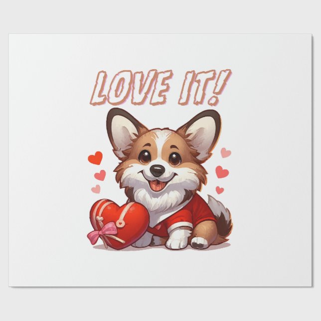 Niedliche Corgi-Liebe Geschenkpapier (Flach)