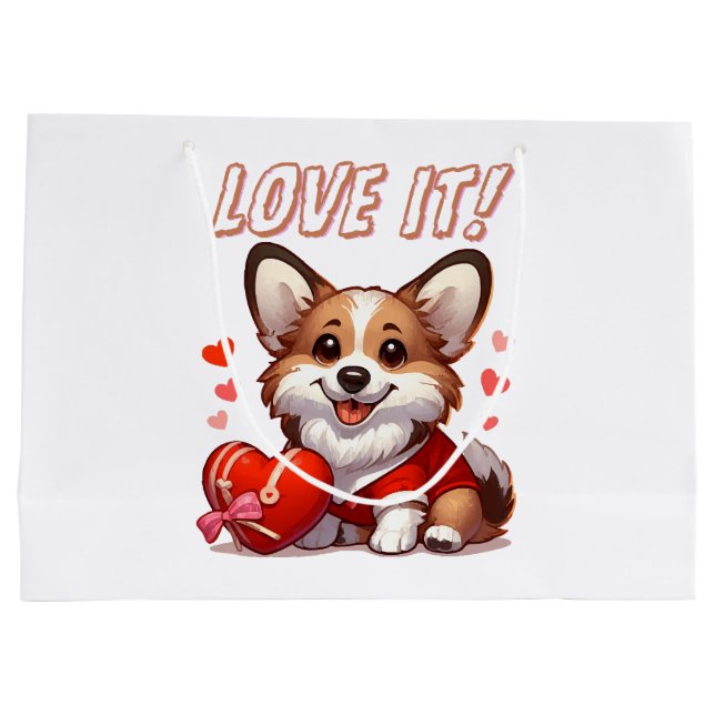 Niedliche Corgi-Liebe Große Geschenktüte (Rückseite)