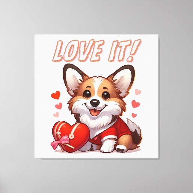 Niedliche Corgi-Liebe Leinwanddruck (Vorderseite)