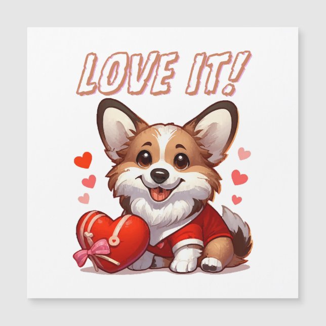 Niedliche Corgi-Liebe Magnetkarte (Vorderseite)