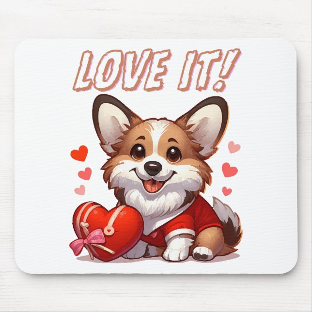 Niedliche Corgi-Liebe Mousepad (Vorne)