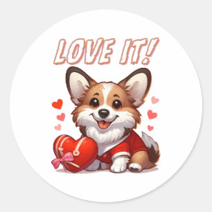 Niedliche Corgi-Liebe Runder Aufkleber