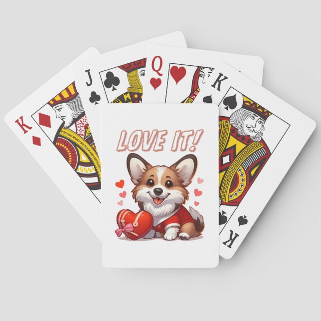 Niedliche Corgi-Liebe Spielkarten (Rückseite)