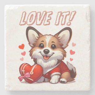 Niedliche Corgi-Liebe Steinuntersetzer