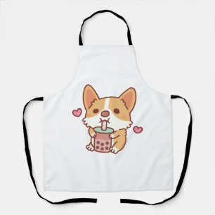 Niedliche Corgi-Lieben trinken Blumentee Schürze