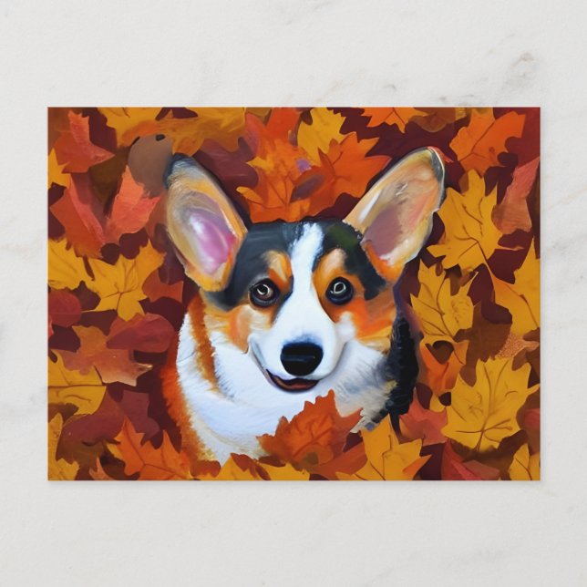 Niedliche Corgi-Malerei Postkarte (Vorderseite)