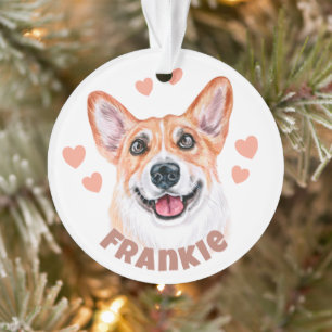 Niedliche Corgi-Mama mit Herz-Hund-Illustration Ornament