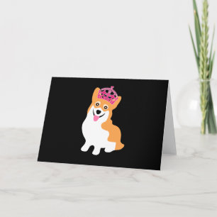 Niedliche Corgi Prinzessin mit rosa Krone Karte